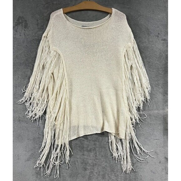 Indah Fringe Tunic Top Sweater Hand Knit Bohemian Western Womens Sz S/M - Picture 1 of 10